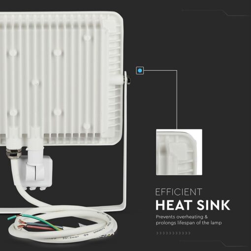 LED Προβολέας με Ανιχνευτή Κίνησης 50W V-TAC PRO Samsung Chip 100° 4000lm Λευκός IP65 Θερμό Λευκό 3000K – 466