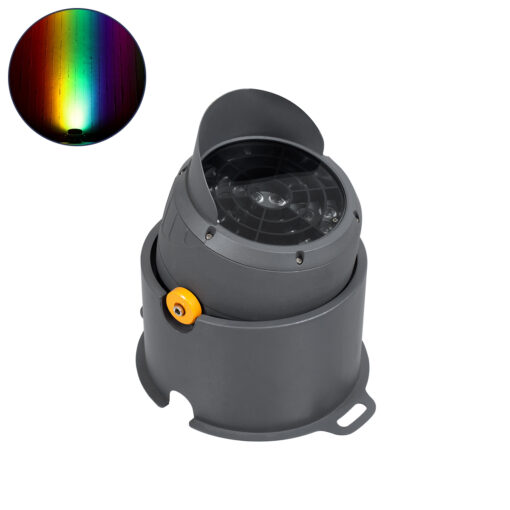 GloboStar® FLOOD-SIMA 90498 Κινούμενος Προβολέας – Σποτ Φωτισμού Wall Washer με Αντιθαμβωτική Γρίλια για Φωτισμό Κτιρίων LED 60W 5100lm 30° DC 24V Αδιάβροχο IP67 Μ29 x Π24 x Υ28.5cm RGBW DMX512 – Γκρι Ανθρακί – 3 Years Warranty