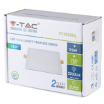 LED panel χωνευτό 22W 6400K Ψυχρό λευκό Τετράγωνο V-TAC – 4798