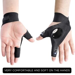 GloboStar® 79068 Γάντι Φακός με Φωτισμό LED για Δεξί Χέρι 2W με Μπαταρία CR2016 Ψυχρό Λευκό 6000K