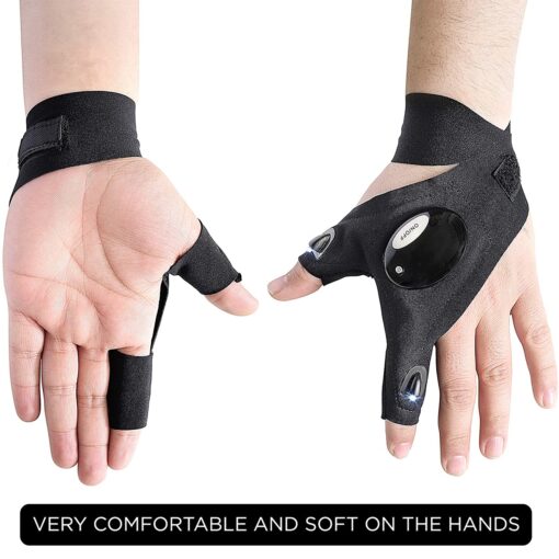 GloboStar® 79068 Γάντι Φακός με Φωτισμό LED για Δεξί Χέρι 2W με Μπαταρία CR2016 Ψυχρό Λευκό 6000K