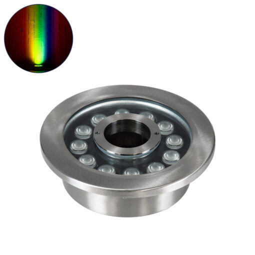 GloboStar® UNDERWATER-DENIS 90440 Υποβρύχιο Χωνευτό Φωτιστικό Σποτ Ειδικό για Σιντριβάνια – Πισίνες – Τζακούζι LED 12W 1020lm 30° DC 24V Αδιάβροχο IP68 Φ19.5 x Υ7.5cm RGBW DMX512 – Ανοξείδωτο Ατσάλι SS304 – 3 Years Warranty