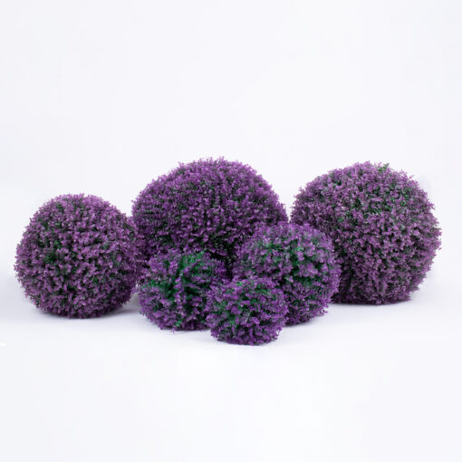 GloboStar® 78522 Artificial – Συνθετικό Τεχνητό Διακοσμητικό Φυτό Θάμνος Πυξάρι Πράσινο – Μωβ Φ46cm