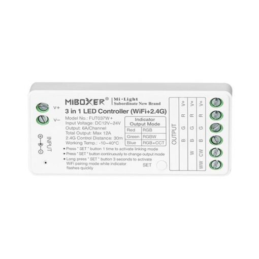 ΑΣΥΡΜΑΤΟ RF Wifi CONTROLLER RGB-RGBW 6A DC 12V/216W 24V/432W EUROLAMP – 145-71415