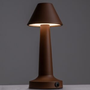 GloboStar® MOLLY 76519 Μοντέρνο Επιτραπέζιο Φωτιστικό Πορτατίφ LED 1.5W 105lm 120° DC 5V Επαναφορτιζόμενο με Μπαταρία Li-ion 1800mAh – Διακόπτη Αφής με 3 Εντάσεις Φωτισμού Θερμό Λευκό 2700K Dimmable – Φ10 x 23cm – Σκούρο Καφέ