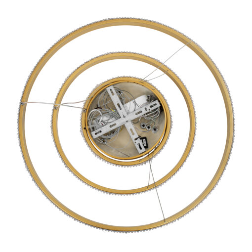 GloboStar® DIAMOND TRIO 61137-DECO Κρεμαστό Φωτιστικό Δαχτυλίδι-Κύκλος LED CCT 100W 12123lm 360° AC 220-240V – Εναλλαγή Φωτισμού μέσω Τηλεχειριστηρίου All In One Ψυχρό 6000k+Φυσικό 4500k+Θερμό 2700k Dimmable Φ25+40+60cm – Χρυσό Βούρτσας – 3 Years Warranty