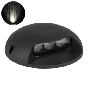 GloboStar® STEP-LUNA 90617 Επιφανειακό Φωτιστικό Σκαλοπατιού – Διαδρόμου LED 3W 345lm 10° DC 24V Αδιάβροχο IP65 Φ12 x Υ3cm Φυσικό Λευκό 4500K – Μαύρο – 3 Years Warranty