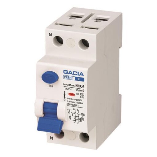 ΡΕΛΕ ΔΙΑΡΡΟΗΣ 2Χ63Α 10KA 300mA TYPE AC+S GACIA EUROLAMP – 500-37540