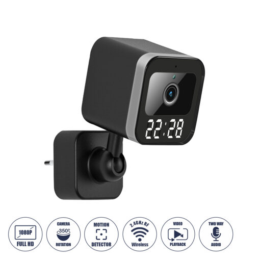 GloboStar® 86082 Επιτοίχια Κάμερα Πρίζας WiFi HD 1080P 350° Διπλή Κατέυθυνση Ομιλίας & Ανιχνευτή Κίνησης – Απομακρυσμένος Έλεγχος IP20 – Μαύρο – Μ6 x Π5.5 x Υ16cm – 2 Χρόνια Εγγύηση