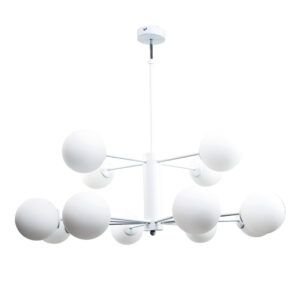 InLight Κρεμαστό φωτιστικό από λευκό μέταλλο και λευκή οπαλίνα 12XG9 D:90cm (5012-12)
