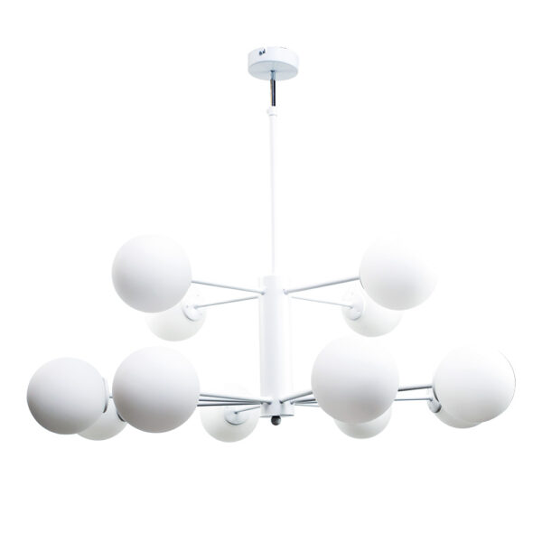 InLight Κρεμαστό φωτιστικό από λευκό μέταλλο και λευκή οπαλίνα 12XG9 D:90cm (5012-12)