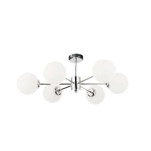 InLight Φωτιστικό Οροφής από χρώμιο μέταλλο και λευκή οπαλίνα 6XG9 D:55cm (5014-6)