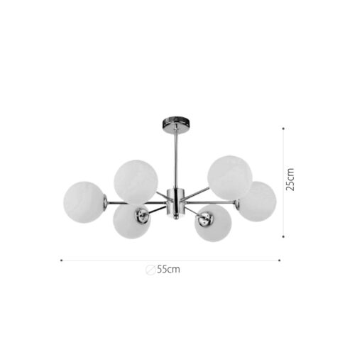 InLight Φωτιστικό Οροφής από χρώμιο μέταλλο και λευκή οπαλίνα 6XG9 D:55cm (5014-6)