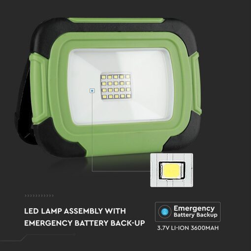 LED Προβολέας Φορητός με Micro USB & Επαναφορτιζόμενος 10W V-TAC PRO Samsung Chip 100° 700lm IP44 Ψυχρό Λευκό 6400K – 503