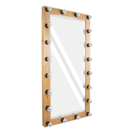 GloboStar® MAKEUP MIRROR-160×80-1 Μοντέρνος Καθρέπτης Μακιγιάζ με Πλαίσιο Φυσικού Ξύλου με Διακόπτη On/Off 20 x E27 AC220-240V – Μ80 x Π7 x Υ160cm – Μπεζ Δρυς