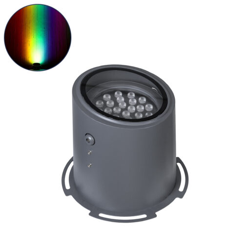 GloboStar® FLOOD-MILO 90742 Κινούμενος Προβολέας – Σποτ Φωτισμού Wall Washer για Φωτισμό Κτιρίων LED 48W 4080lm 10° DC 24V Αδιάβροχο IP67 Φ26 x Υ30cm RGBW DMX512 – Γκρι Ανθρακί – 3 Χρόνια Εγγύηση