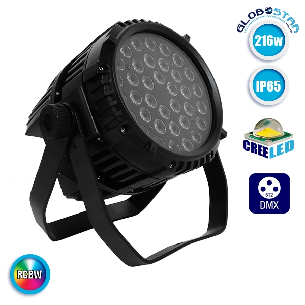 Επαγγελματική Κεφαλή PAR CREE LED BEAM WASH 216W 230V 15° DMX512 Αδιάβροχη IP65 RGBW GloboStar 51129