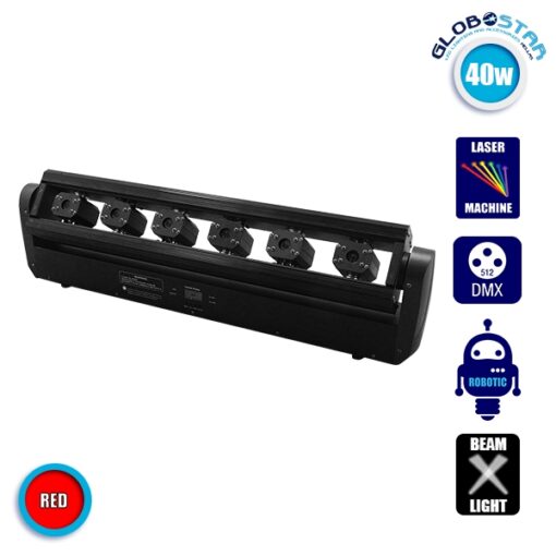 Επαγγελματική Μπάρα Laser με 6x300mw/638nm Κεφαλές 230V 3° DMX512 Κόκκινο GloboStar 51133
