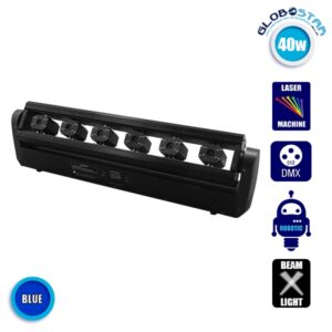 Επαγγελματική Μπάρα Laser με 6x300mw/638nm Κεφαλές 230V 3° DMX512 Μπλε GloboStar 51134