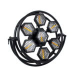 GloboStar® 51196 HALO HEXA Επαγγελματικό Φωτιστικό Ειδικών Εφέ DIGITAL MATRIX PIXEL & Blinder – 7 x 100W LED COB Chips Ultra Gold Warm White 2200K & 168 x 0.5W LED SMD5050 Chips RGB – AC 220V-240V DMX512 Display on Body – Μαύρο – Μ95 x Π17.5 x Υ78.5cm