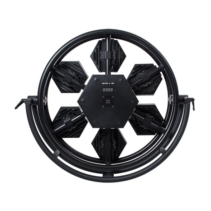 GloboStar® 51196 HALO HEXA Επαγγελματικό Φωτιστικό Ειδικών Εφέ DIGITAL MATRIX PIXEL & Blinder – 7 x 100W LED COB Chips Ultra Gold Warm White 2200K & 168 x 0.5W LED SMD5050 Chips RGB – AC 220V-240V DMX512 Display on Body – Μαύρο – Μ95 x Π17.5 x Υ78.5cm