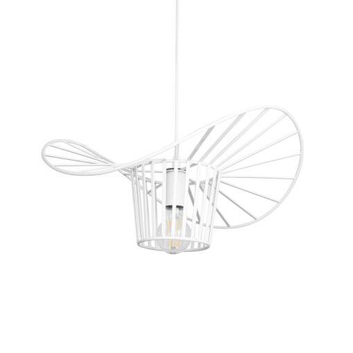 GloboStar® LUMINOVA 61463 Μοντέρνο Κρεμαστό Φωτιστικό Πλέγμα Μονόφωτο 1 x E27 IP20 Λευκό Σχοινί με Λευκό Σύρμα – Μ42 x Π42 x Υ20.5cm