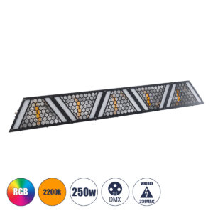 GloboStar® 51200 HALO HEXA Επαγγελματικό Φωτιστικό Ειδικών Εφέ DIGITAL MATRIX PIXEL & Blinder – 5 x 50W LED COB Chips Ultra Gold Warm White 2200K & 90 x 0.5W LED SMD5050 Chips RGB – AC 220V-240V DMX512 Display on Body – Μαύρο – Μ100 x Π13 x Υ10.5cm – 2 Χρόνια Εγγύση