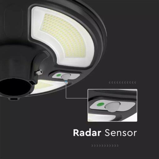 Ηλιακό Φωτιστικό για κολώνα Κήπου LED 10W 6500K Μαύρου Χρώματος με Αισθητήρα RF και Χειριστήριο IP65 V-TAC – 5153