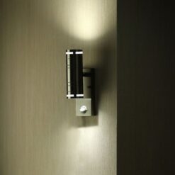 Εξωτερικό επιτοίχιο φωτιστικό 2 x GU10 Στρογγυλό Satin Nickel με αισθητήρα V-TAC – 5157