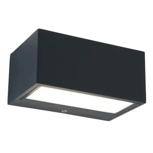 Lutec Gemini Square Small Φωτιστικό Τοίχου Up&Down Εξωτερικού Χώρου Σκούρο Γκρι LED 500lm 4000K IP54 – 5189102118