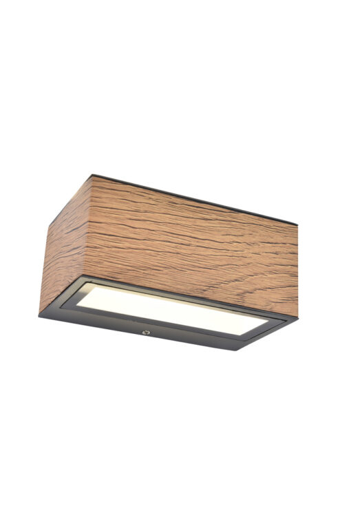 Lutec Gemini Επιτοίχιο Φωτιστικό Εξωτερικού Χώρου Wood Effect Σκούρο Γκρι LED 10,5W 500lm 4000K IP54 – 5189135118