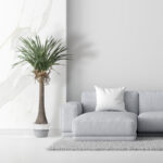 GloboStar® Artificial Garden POSITANO 20319 Διακοσμητικό Πλεκτό Καλάθι – Κασπώ Γλάστρα – Flower Pot Γκρι με Λευκό Φ25cm x Υ25cm