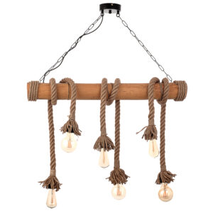 InLight Κρεμαστό φωτιστικό από καφέ σχοινί και μπαμπού (5307-6)