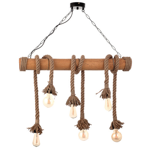 InLight Κρεμαστό φωτιστικό από καφέ σχοινί και μπαμπού (5307-6)