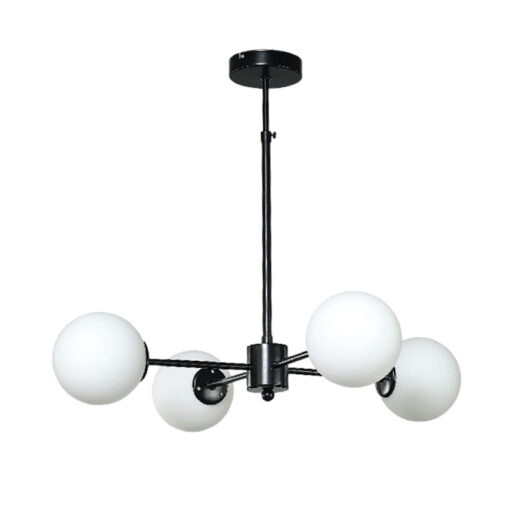 InLight Κρεμαστό φωτιστικό από μαύρο μέταλλο και λευκή οπαλίνα (5315-4)