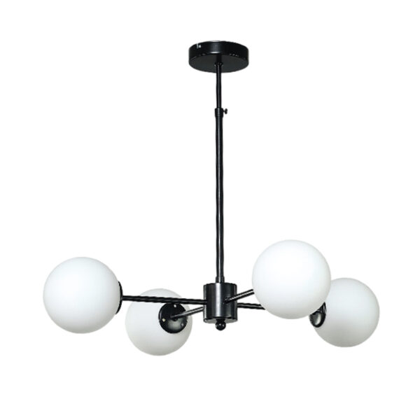 InLight Κρεμαστό φωτιστικό από μαύρο μέταλλο και λευκή οπαλίνα (5315-4)
