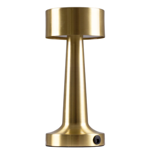 GloboStar® BELLA 76506 Μοντέρνο Επιτραπέζιο Φωτιστικό Πορτατίφ LED 1.5W 105lm 120° DC 5V Επαναφορτιζόμενο με Μπαταρία Li-ion 1800mAh – Διακόπτη Αφής με 3 Εντάσεις Φωτισμού Θερμό Λευκό 2700K Dimmable – Φ9 x 21cm – Χρυσό