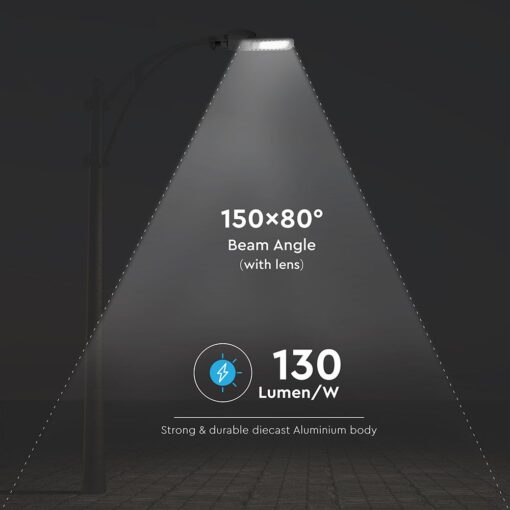 LED Φωτιστικό Δρόμου 120W V-TAC PRO Samsung Chip 15600lm Γκρι Αδιάβροχο IP66 Φυσικό Λευκό 4000K – 542