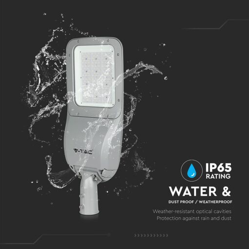 LED Φωτιστικό Δρόμου 120W V-TAC PRO Samsung Chip 15600lm Γκρι Αδιάβροχο IP66 Φυσικό Λευκό 4000K – 542