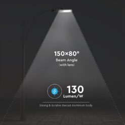 LED Φωτιστικό Δρόμου 160W V-TAC PRO Samsung Chip 20800lm Γκρι Αδιάβροχο IP66 Φυσικό Λευκό 4000K – 543