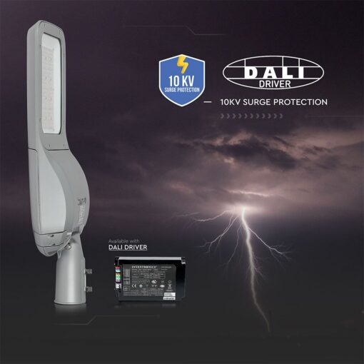 LED Φωτιστικό Δρόμου 160W V-TAC PRO Samsung Chip 20800lm Γκρι Αδιάβροχο IP66 Φυσικό Λευκό 4000K – 543