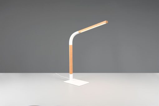 Φωτιστικό Γραφείου NORRIS Trio Lighting LED 7W 950lm 3000K Dimmable Αφής  Λευκό Ματ & Ξύλο – 545210131