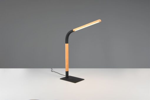 Φωτιστικό Γραφείου NORRIS Trio Lighting LED 7W 950lm 3000K Dimmable Αφής Μαύρο Ματ & Ξύλο – 545210132