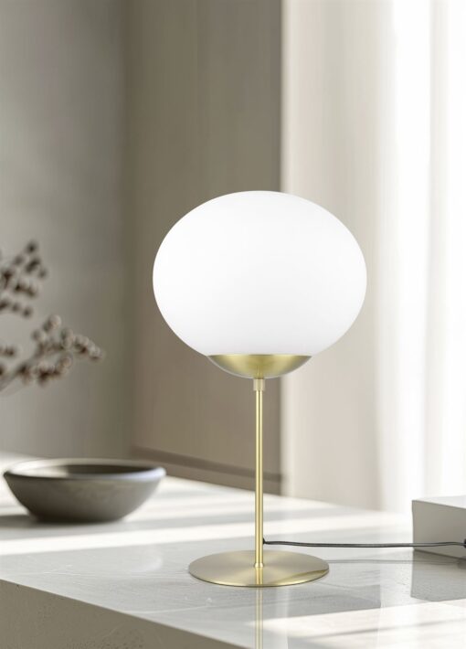 Πορτατιφ Ματ Ορείχαλκο & Οπάλ Γυαλί FOMENTO 1xE27 Φ30 με Διακόπτη Trio Lighting – 563100108