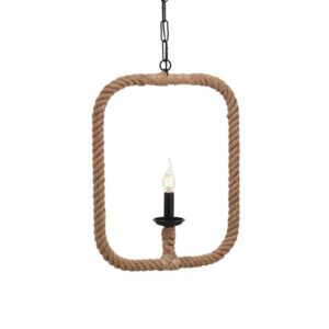 Κρεμαστό Φωτιστικό Οροφής Μονόφωτο Ορθογώνιο E14 Σχοινί-Μέταλλο Καφέ-Μαύρο ACA DECOR – 563401PRT