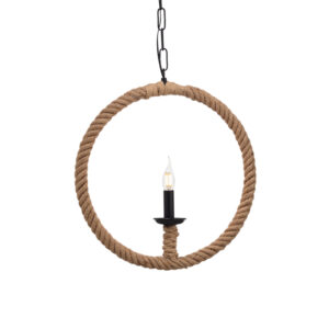 Κρεμαστό Φωτιστικό Οροφής Κύκλοι 1xE14 Ø460 Σχοινί-Μέταλλο Καφέ-Μαύρο ACA DECOR – 563461PCR