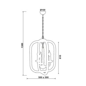Κρεμαστό Φωτιστικό Οροφής Ορθογώνιο 5xE14 Σχοινί-Μέταλλο Καφέ-Μαύρο ACA DECOR – 563505PRT