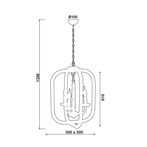 Κρεμαστό Φωτιστικό Οροφής Ορθογώνιο 5xE14 Σχοινί-Μέταλλο Καφέ-Μαύρο ACA DECOR – 563505PRT
