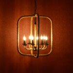 Κρεμαστό Φωτιστικό Οροφής Ορθογώνιο 8xE14 Σχοινί-Μέταλλο Καφέ-Μαύρο ACA DECOR – 563608PRT