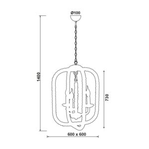 Κρεμαστό Φωτιστικό Οροφής Ορθογώνιο 8xE14 Σχοινί-Μέταλλο Καφέ-Μαύρο ACA DECOR – 563608PRT